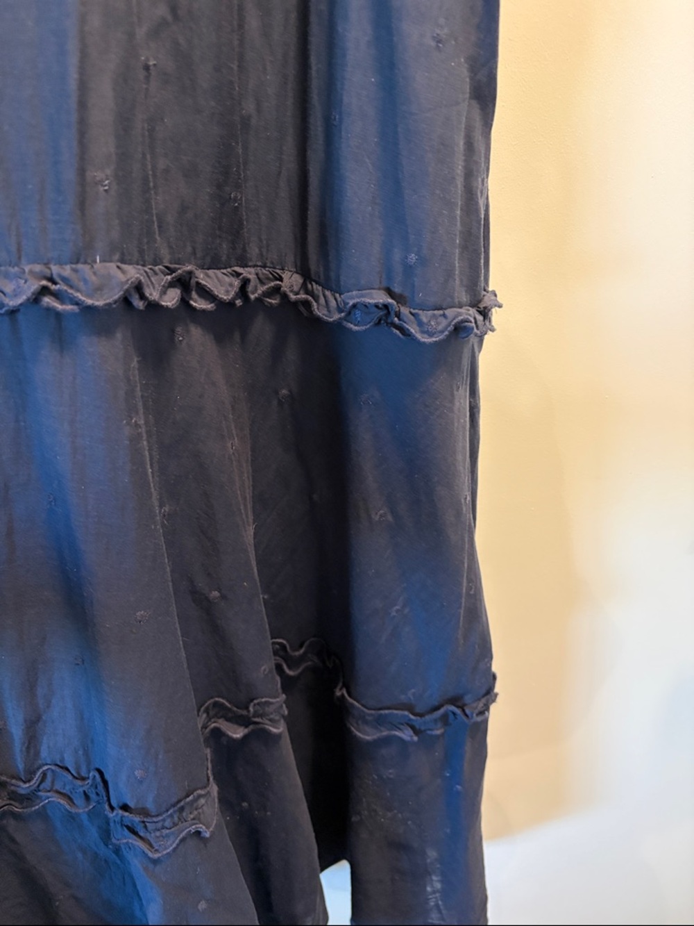 ME+EM Navy Sleeveless Cheesecloth Maxi Dress with Ruffle Trim and Waist Tie - Picture 7 of 7